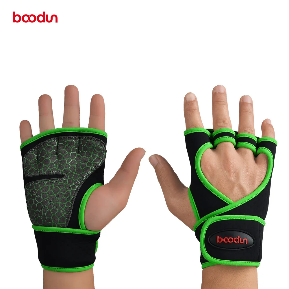 Boodun Half Finger Gym Gloves Weight Lifting Training Gloves Anti-Slip Fitness Sport Body Building Grips Gym Hand Palm Protector