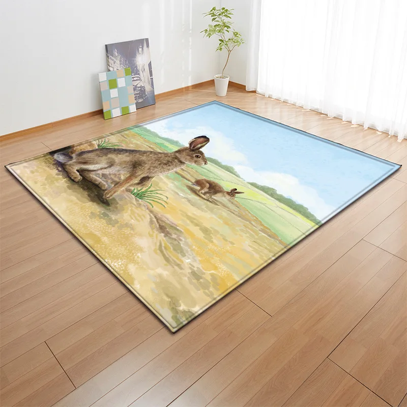 

3D Animal Kangaroo Rabbit Squirrel Hedgehog Seal Carpets For The Modern Living Room Children's Rug Kids Mat Round Floor Carpet
