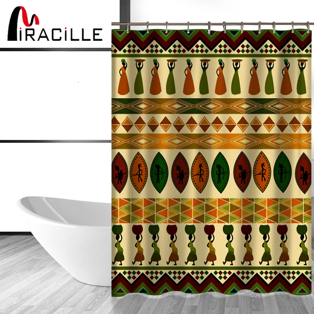 Miracille African Culture Shower Curtain Home Decor Ethnic Bohemian
