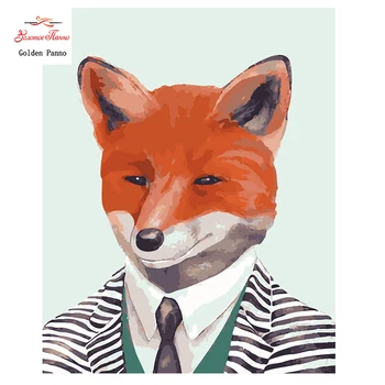 

Golden Panno,Needlework,DIY DMC Cross stitch,Sets For Embroidery kit 14ct unprinted fox man Cross-Stitching,christmas gifts 928