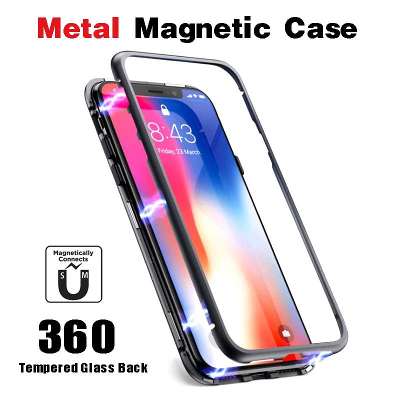 2019 магнитный металлический чехол для телефона iPhone X XS Max XR 6S 7 8 Plus противоударный