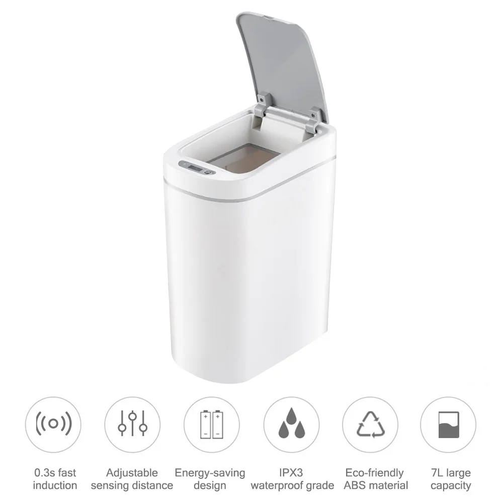 

Multifunction 7L Plastic Narrow Type Trash Can Toilet Waste Bin Dustbin Trash bin Basket Garbage Bucket Brush Bathroom Cleaning