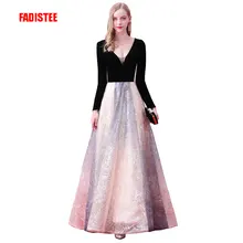 FADISTEE Новое поступление элегантное вечернее платье вечерние платья Vestido de Festa Кружевное Платье велюровое с v-образным вырезом платье для выпускного вечера с длинными рукавами