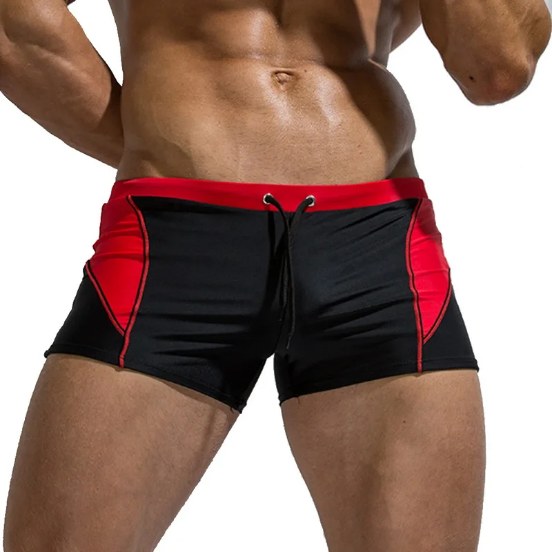 

SHUJIN 2019 Summer Mens Shorts Swim Trunks Quick Dry Bathing Suits Spa Color Matching Drawstring Pockets Swimwear Shorts