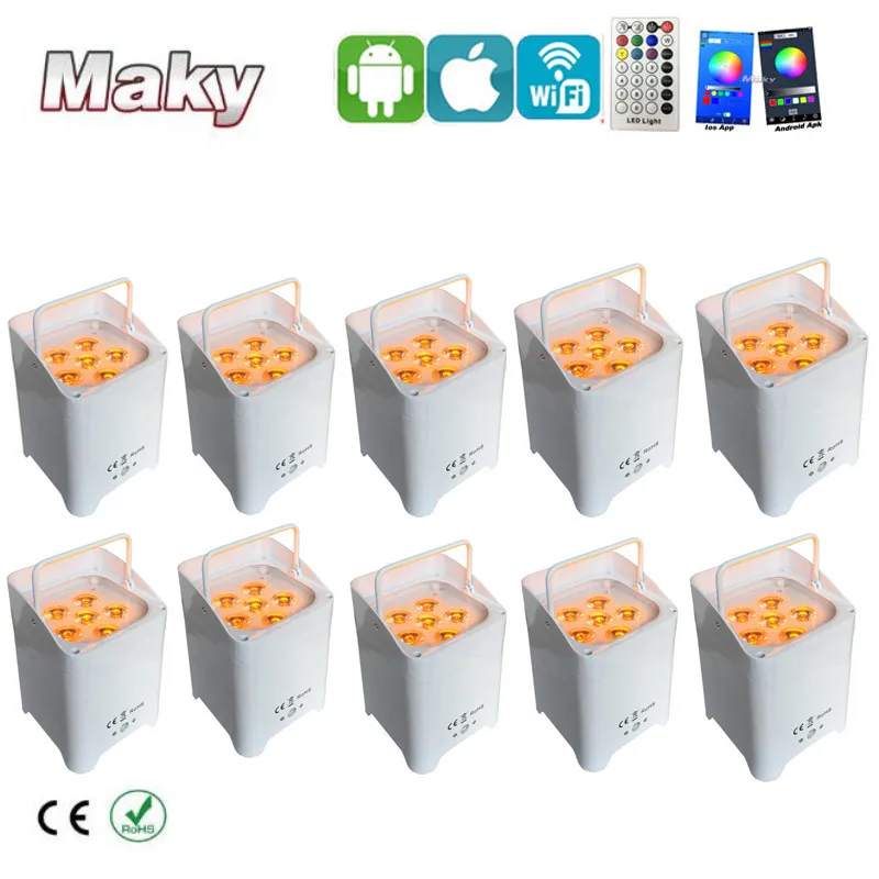 6*18 Вт RGBAW + УФ беспроводной dmx512 led par может перезаряжаемый аккумулятор питания