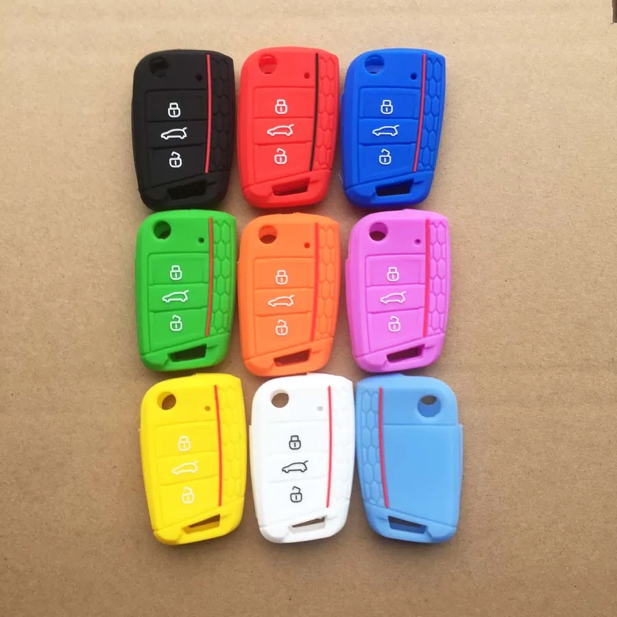 50 units 9 color Car Silicone key case cover for VW golf 7 GTE GTD GTI