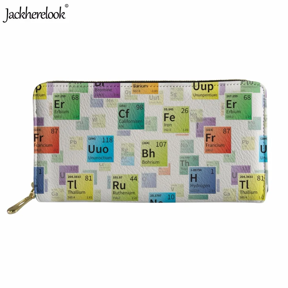 

Jackherelook Periodic Table Science Print Long PU Leather Wallet for Women Waterproof Zipper Purse Cash Coin Credit Card Holder