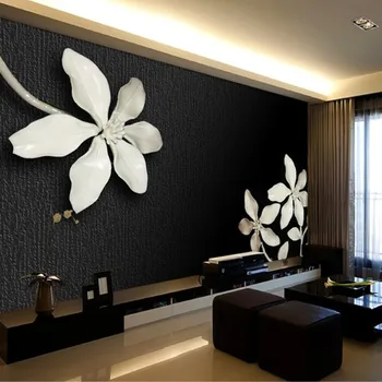 

Black and White Flower Mural Wall paper 3d Wall Photo Murals For Living Room TV Background 3d Wall Mural Wallpaper