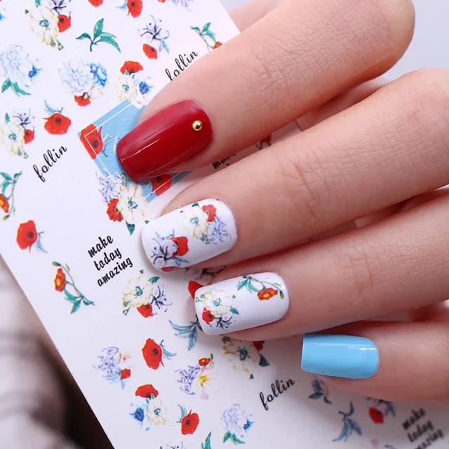 graphical flower nail water decal english letter nail art transfer