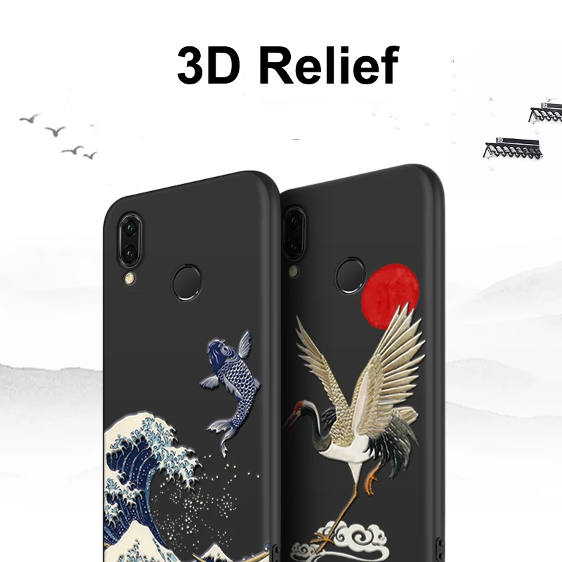 

for Huawei Nova 3 3i P20 Lite P Smart Plus Case 3D Relief Matte Soft Back Cover for Huawei Nova 3e LICOERS Official Case Fundas