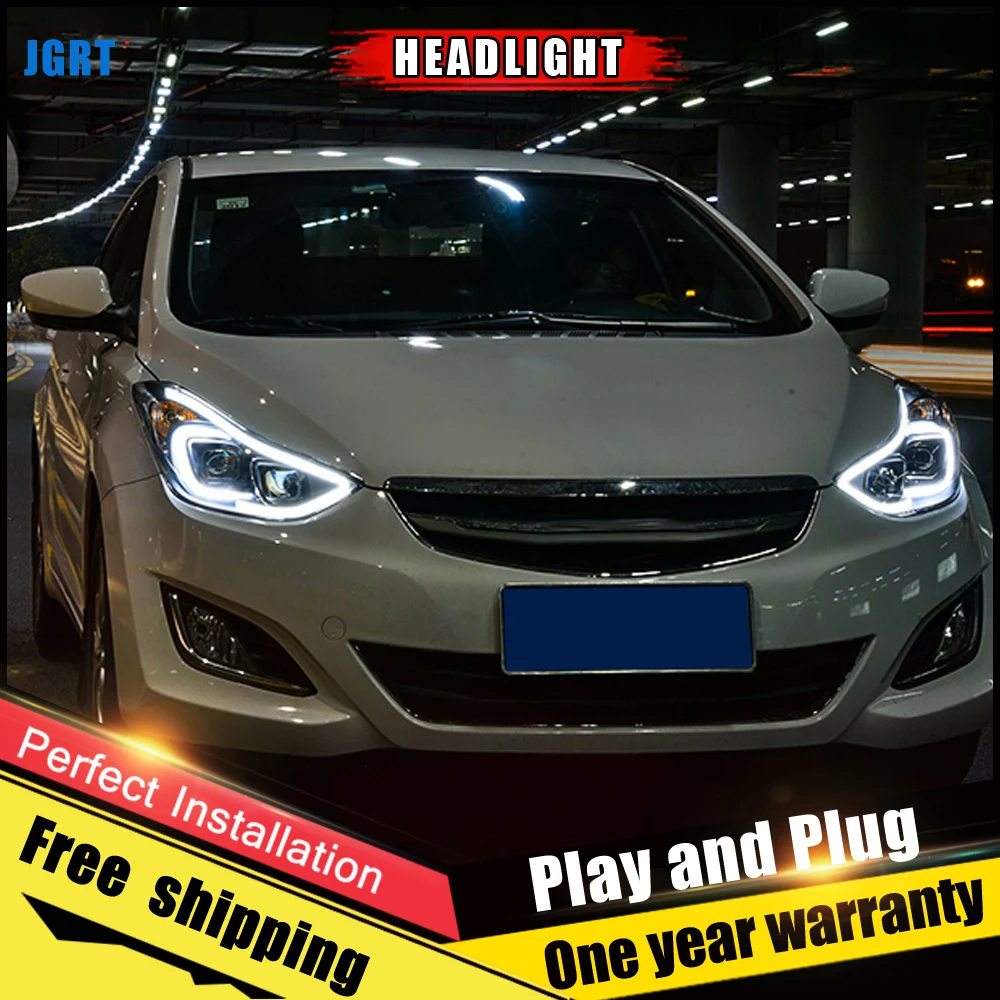 Автомобильный Стиль светодиодный фары для Hyundai Elantra 2013 2016 головная лампа объектив