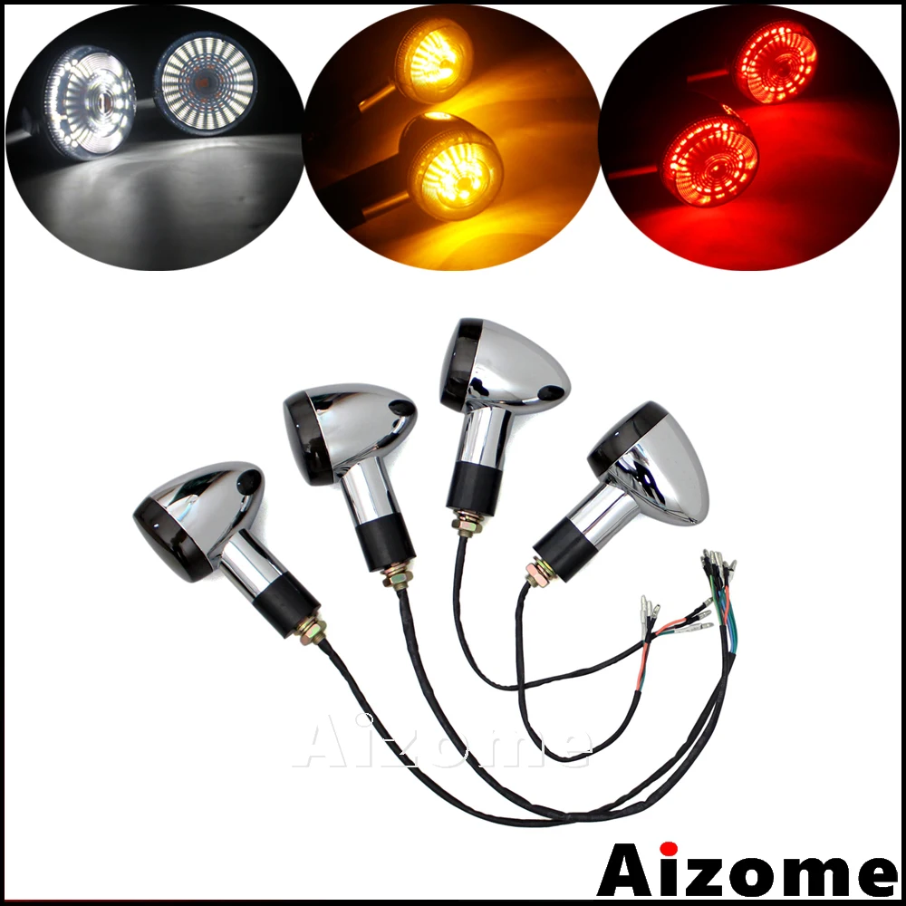 Motorcycle 2 in 1 LED Front Turn Signals w/ Day Light Blinkers 3 in 1
