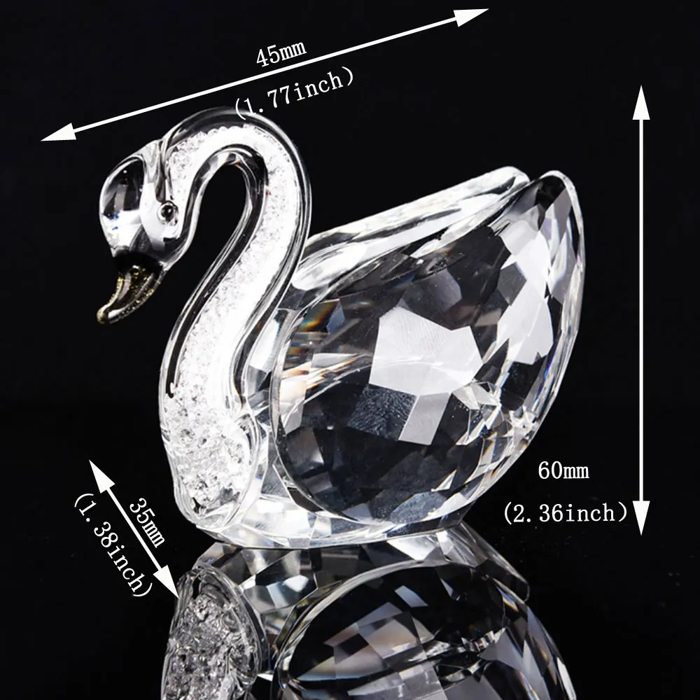 5 Colors Cute Swan Crystal Figurines Glass Ornament Collection Diamond Swan Animal Paperweight Table Craft Home Decor Kids Gifts