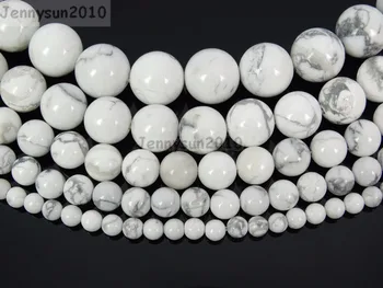 

Natural White Howlite Gems Stone Round Beads 2mm 3mm 4mm 6mm 8mm 10mm 12mm 15.5" for Jewelry Making Crafts 5 Strands/Pack