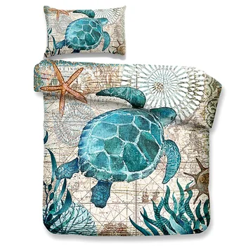 

New Turtle Bedding Aqua Turquoise Ocean Beach Themed Hawaiian Nature Style Tortoise Duvet Cover Sets