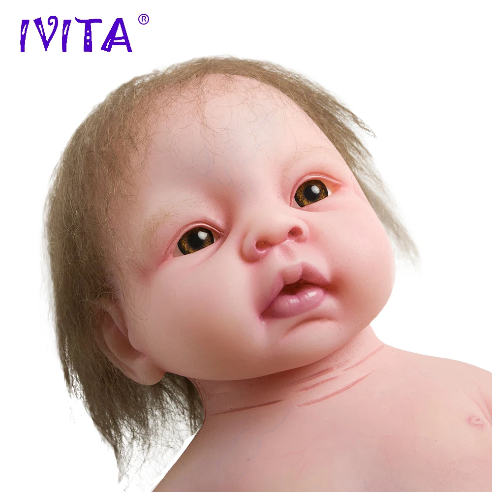 

IVITA 19inch/3.2kg Girl Root Hair Painted Eyes Opened High Quality Silicone Reborn Dolls Baby Born Full Silicone Doll Bady Alive