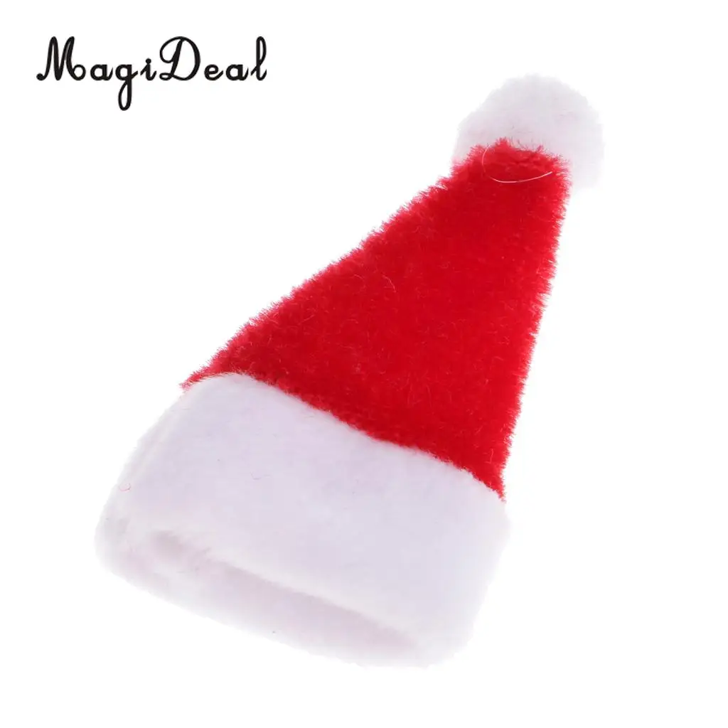 3Pcs 1/12 Scale Cloth Santa Claus Hat Dollhouse Miniature Christmas Xmas Decorative Dolls Accessories Festival Decor Red