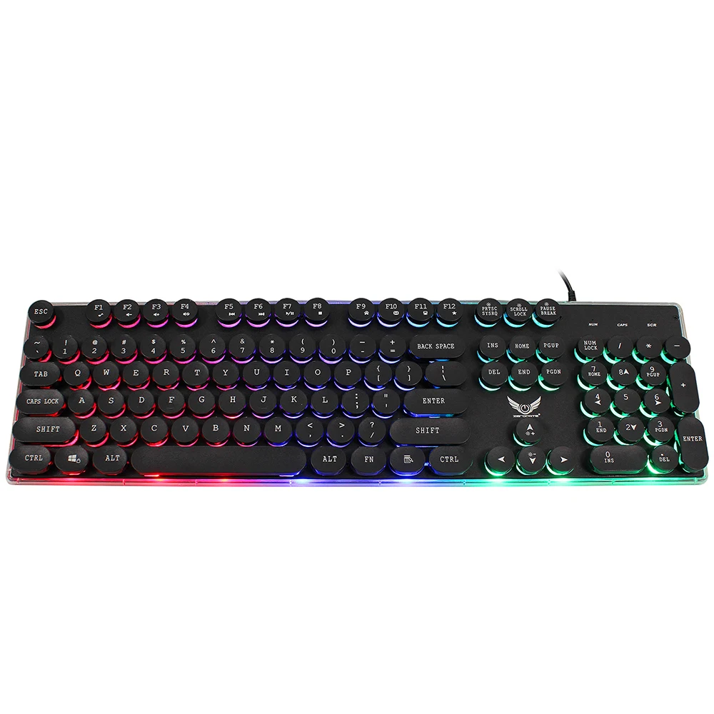 LD-KB202 Professional Gaming Keyboard 3 Color Mixed Glowing English Keyboard Vintage Steampunk Keycap Wired Keyboard For PC