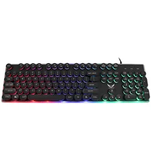 LD-KB202 Professional Gaming Keyboard 3 Color Mixed Glowing English Keyboard Vintage Steampunk Keycap Wired Keyboard For PC