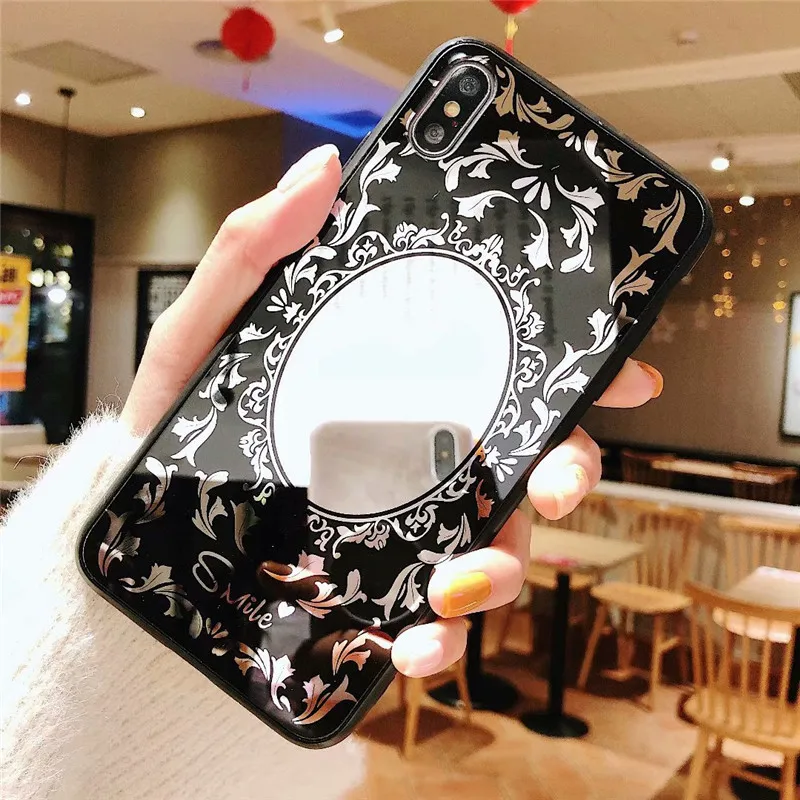 

Fashion cute love leopard glitter bling mirror phone case for iphone X XR XS MAX 5 5S 7 8 6S 6 plus plating Hard back cover capa