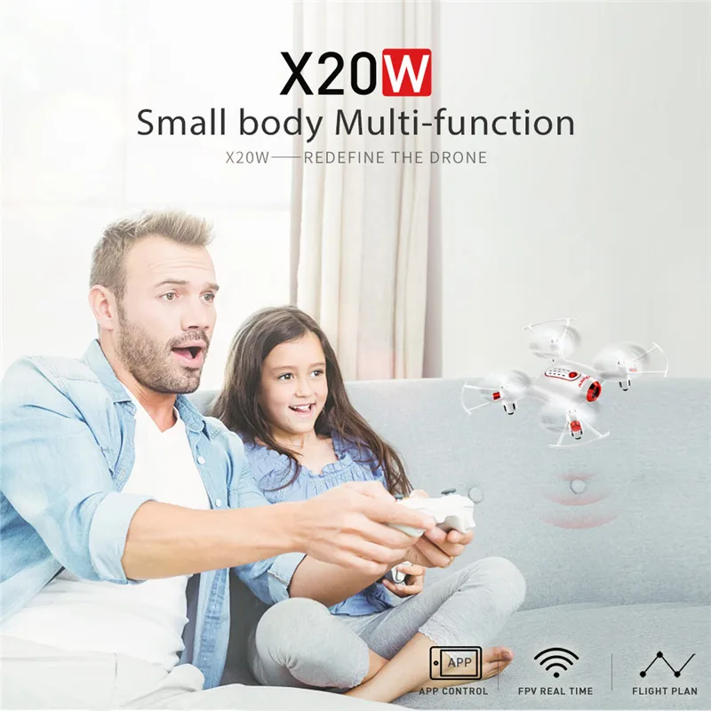 

X20W RC Quadcopter Drone With 0.3 MP Camera Selfie Drone Wifi FPV Altitude Hold RC Helicopter
