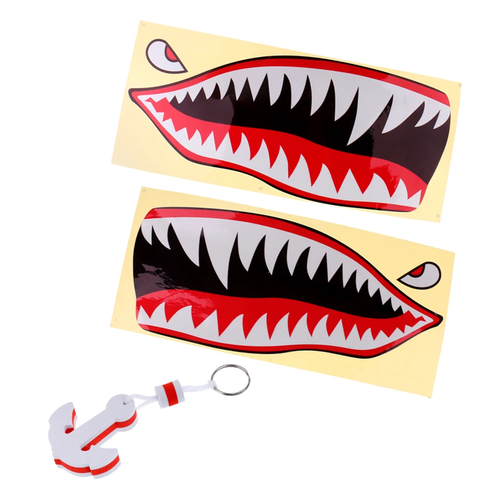 2pcs Waterproof Kayak Boat Stickers Decals + EVA White Marine Floating Buoyant Key Ring Swimming Boating Canoeing Dinghy Yacht