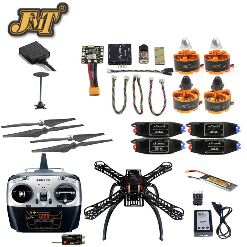 

JMT 2.4G 8CH 360 Mini RC Airplane Unassemble DIY Quadcopter FPV Upgradable with T8FB Transmitter Mini PIX M8N GPS Altitude Hold