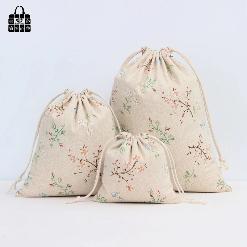 

1 pcs flower branches cotton linen fabric bag women Zero wallet child girl lady change purse, kids toy Mobile phone storage bags