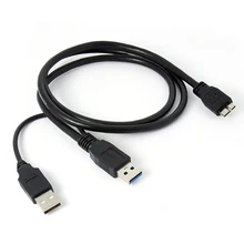 A Double A Micro USB B 3 0 Y Cable Move Hard Drive Cable Black