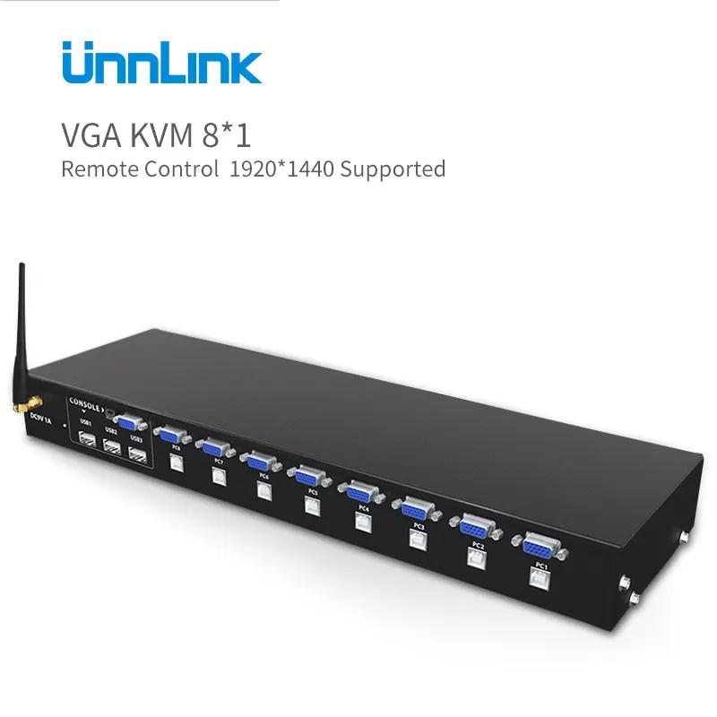 Unnlink 8 Ports Smart KVM Switch Manual Key Press VGA USB Wired Remote