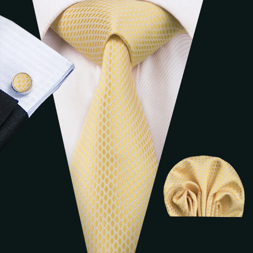 

Barry.Wang Brand Men`s Tie 12 Styles Solid Silk Jacquard Woven Classic Necktie Handky Cufflink Set For Business Wedding Party