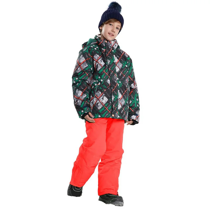 Новая зимняя уличная детская Лыжная одежда Зимний комбинезон для мальчиков штаны для сноуборда ветрозащитный непромокаемый спортивный костюм верхняя одежда для мальчиков - Цвет: C9
