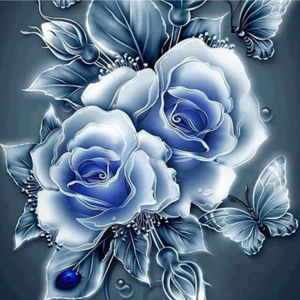 Diamond painting Vintage Blue Flower Home Decoration DIY Diamond