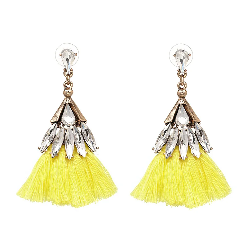 Yellow Long Tassel Earrings 2018 Bohemian Indian Ethnic Vintage Trendy
