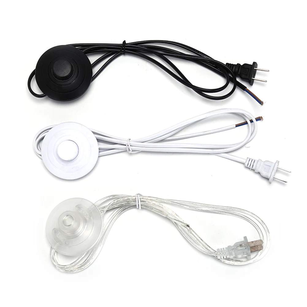 

New 1Pc Push AC 250V 2A On/Push Off Two Inline Round Foot Lighting LampSwitch Foot Pedal Push Switch With Power Line