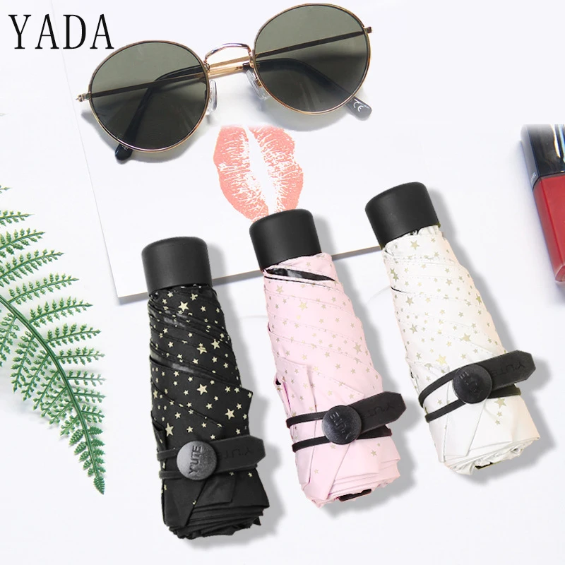 

YADA Fashion Mini Fold Star Umbrella For Women Men Pocket Umbrella Rainy UV Small Waterproof Star Sky Umbrellas Parasol YD174