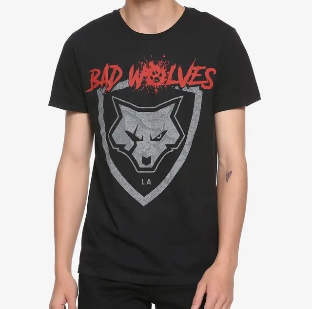 Bad Wolves Logo Mens Black T Shirt Los Angeles Heavy Metal Tee Short Sleeve NWT Fashion Style 