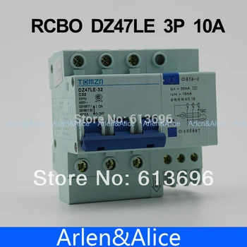 

3P 10A DZ47LE TOMZN 400V~ Residual current Circuit breaker with over current and Leakage protection RCBO