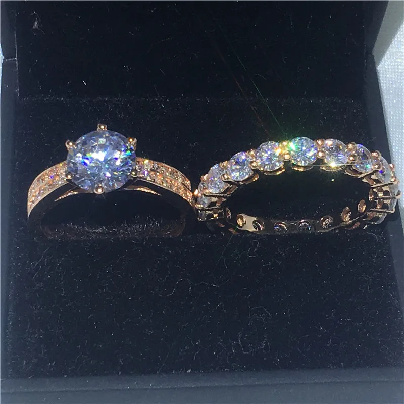 Кольцо с фианитом 3ct AAAAA женское свадебное украшение эффектом потертости