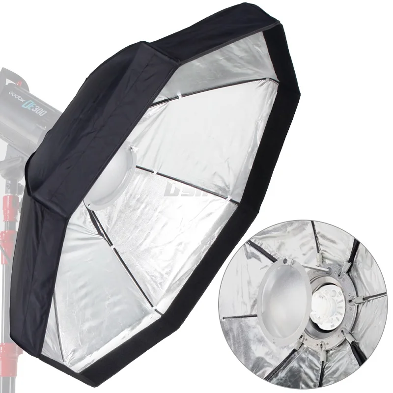 8 Pole 60cm 24 Silver Beauty Dish Foldable Octagon Softbox with Bowens Mount for Studio Strobe