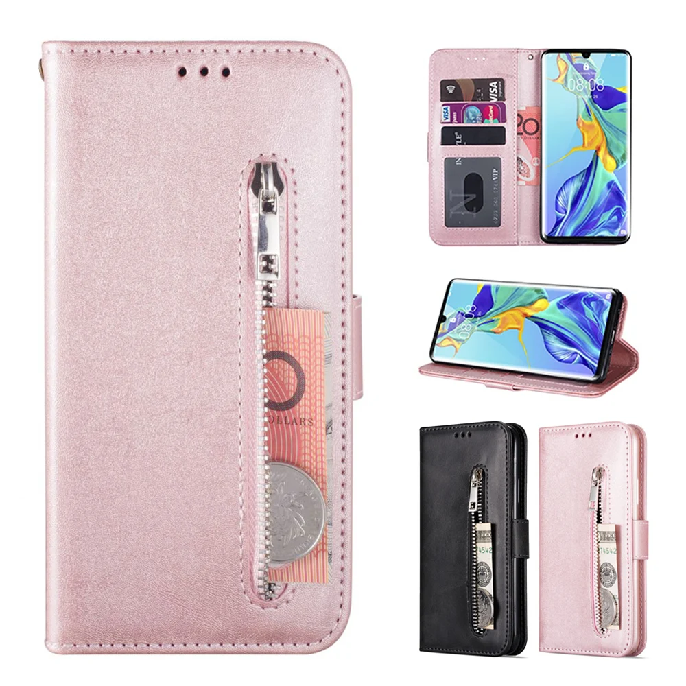 Роскошный чехол кошелек для телефона Huawei P30 Pro P20 Lite Mate 20 кожаный флип на молнии Y6 Y7