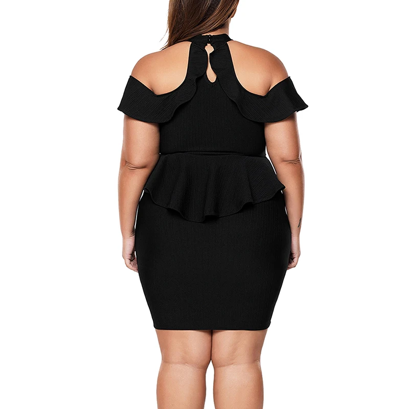 Black-Plus-Size-Cold-Shoulder-Peplum-Bodycon-Dress-LC220308-2-2