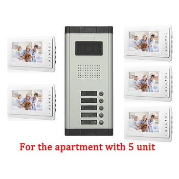 

5 Apartment Doorbell Video Intercom apartment intercom entry system 7 Inch Lcd Video Door Phone Intercom System Video Intercom