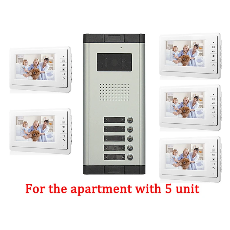 5 Apartment Doorbell Video Intercom Entry System 5 Apartment Doorbell Video Intercom Entry System 7 Inch Lcd Door Phone