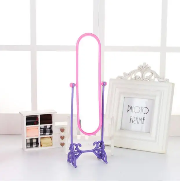 

for barbie mirror 1Pcs Doll Make Up White Mirror Fashion Doll Mirror Mini Play Rotatable Party Furniture Barbie Doll Accessories