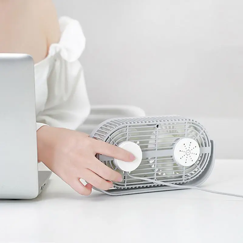

Small Bean Desktop 2-head Aromatherapy Fan Student 2-leaf Usb Mini Fan Summer Desk Table Cooling Fans