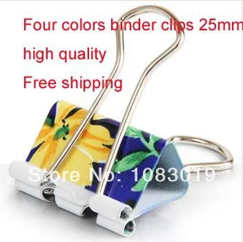 

New 8494 Colorful cute lovely flower printing metal cards binder clips votes paper 25mm office school Stationery promotion gift