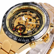 GAGNANT d’or montres hommes sport militaire montres squelette automatique vent mécanique montres bracelet en acier relogio masculino