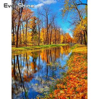 

EverShine Diamond Embroidery Scenery Picture Of Rhinestones Diamond Painting Autumn Cross Stitch Diamond Mosaic Home Decoration