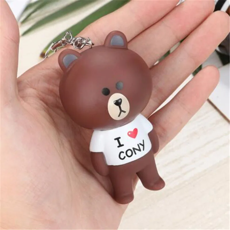 

WKOUD Cartoon cute little bear white rabbit key chain bell couple couple key chain car bag pendant